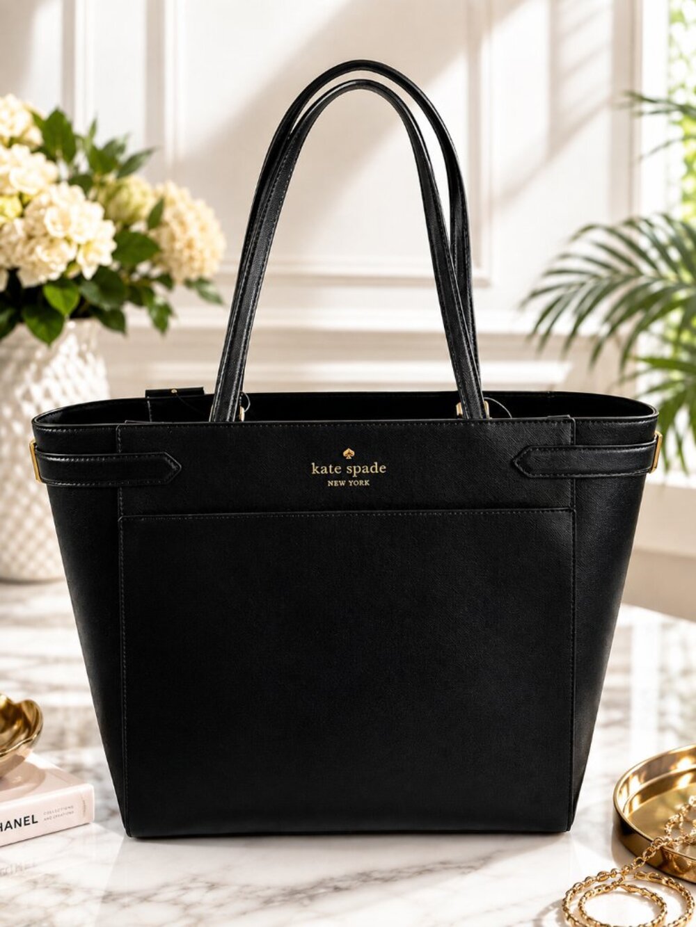 Kate Spade New York Staci Large Laptop Tote Leather Handbag Black